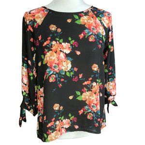 Papermoon Bohemian Floral 3/4 Tie-Sleeve Blouse